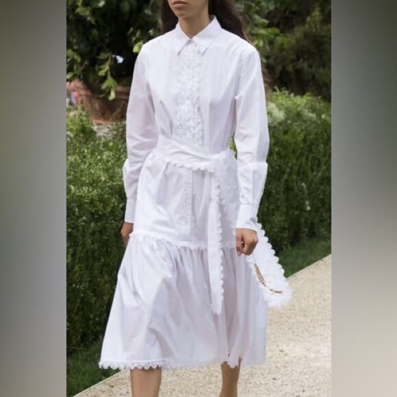 Tory Burch Scalloped Cotton Shirt Dress - Picture 1 of 9